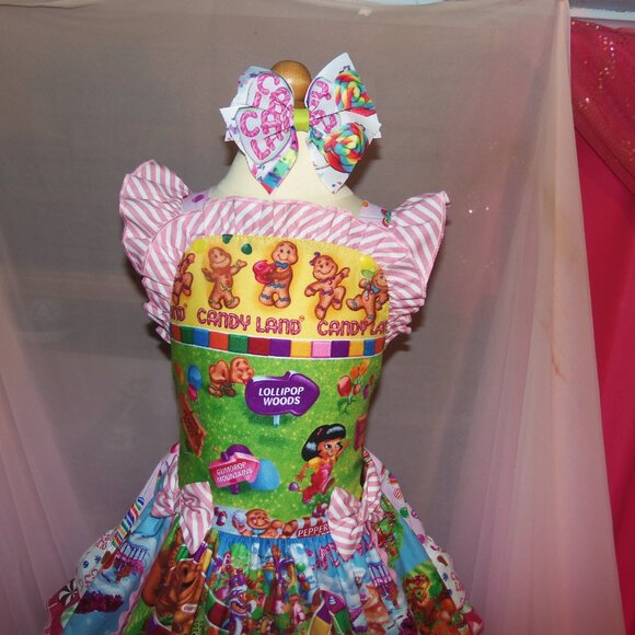 Candyland Board Game Girls Dress and Bow - Picture 2 of 7